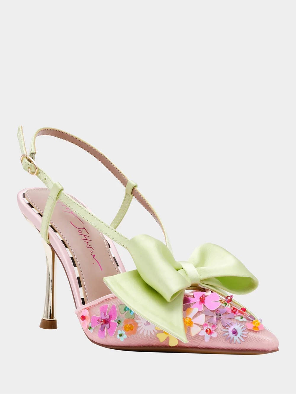 Betsey Johnson “Melisa Pink Multi” Floral Bow Heels - Size 11 - Picture 8 of 13